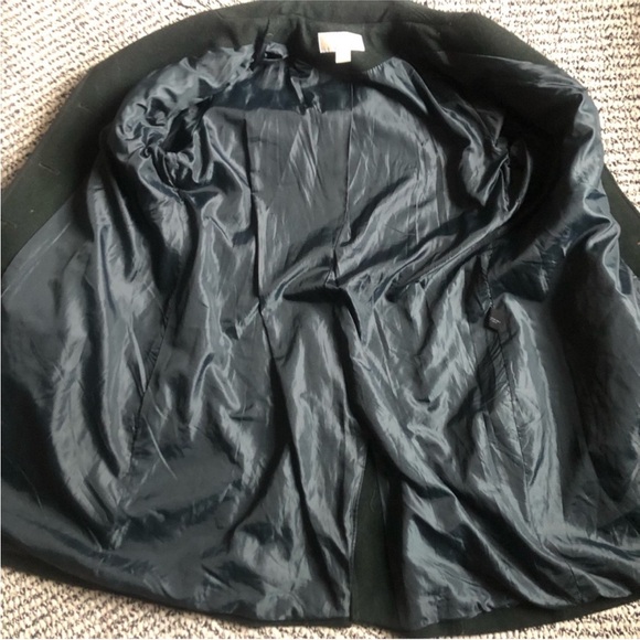 Michael Kors Wool Coat Tie-Waist, Dark Green, Gold Accents large.  Warm, elegant - Picture 5 of 6